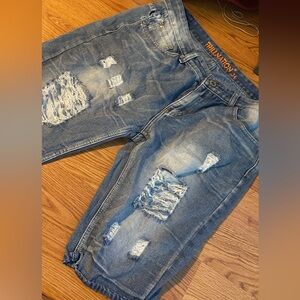 mens blue jean shorts